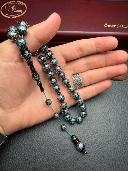 Küre Model  Gümüş İşlemeli Kuka Tesbih