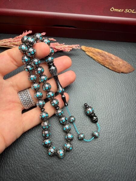 Küre Model  Gümüş İşlemeli Kuka Tesbih