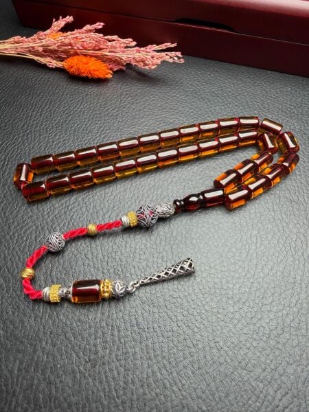 Kesme Model Çubuk Ateş Kehribar Tesbih