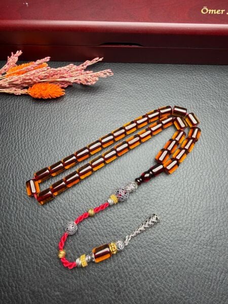 Kesme Model Çubuk Ateş Kehribar Tesbih