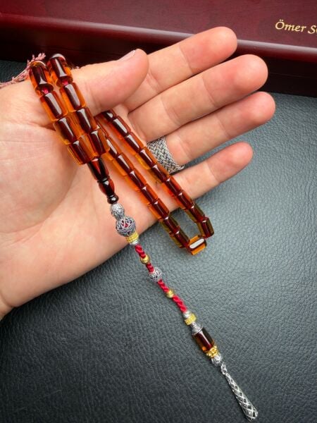 Kesme Model Çubuk Ateş Kehribar Tesbih