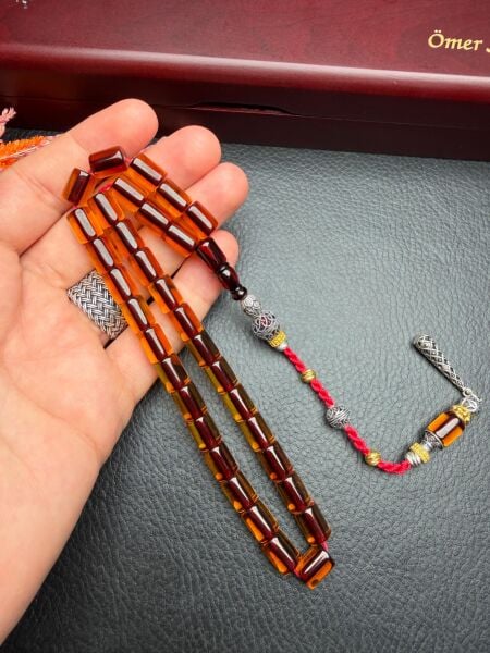 Kesme Model Çubuk Ateş Kehribar Tesbih