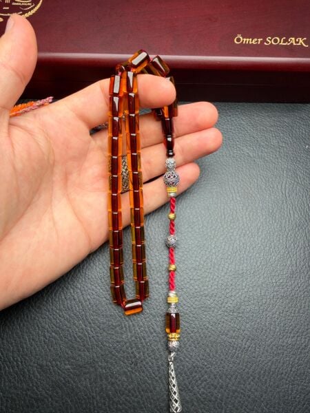 Kesme Model Çubuk Ateş Kehribar Tesbih