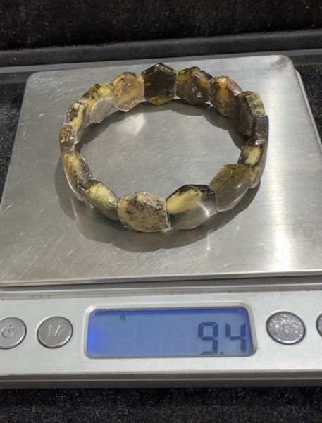 Rolex Model Fosilli Damla Kehribar Bileklik