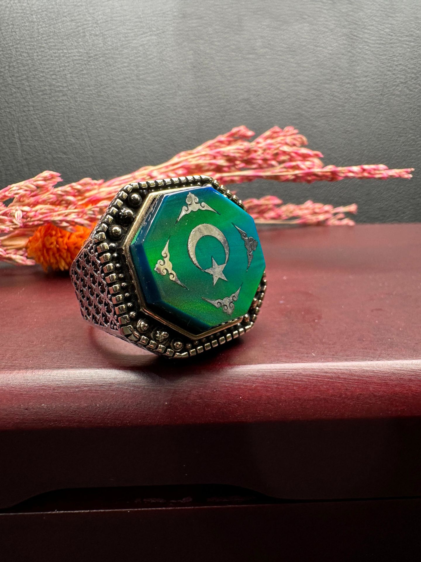 Özel Tasarım Opal Taşlı Gümüş Yüzük