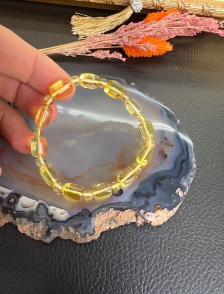 Kapsül Model Damla Kehribar Bileklik