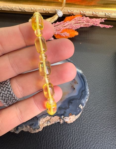 Kapsül Model Damla Kehribar Bileklik