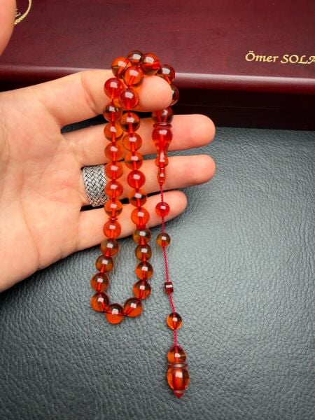 Küre Model Ateş Kehribar Tesbih