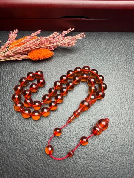 Küre Model Ateş Kehribar Tesbih