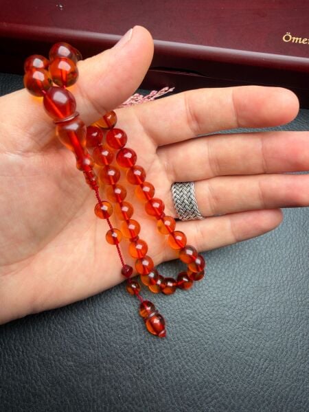 Küre Model Ateş Kehribar Tesbih