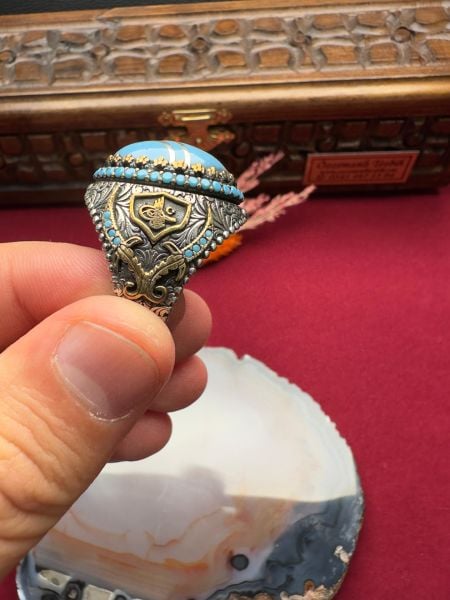 Özel Tasarım Mavi Taşlı Gümüş Yüzük