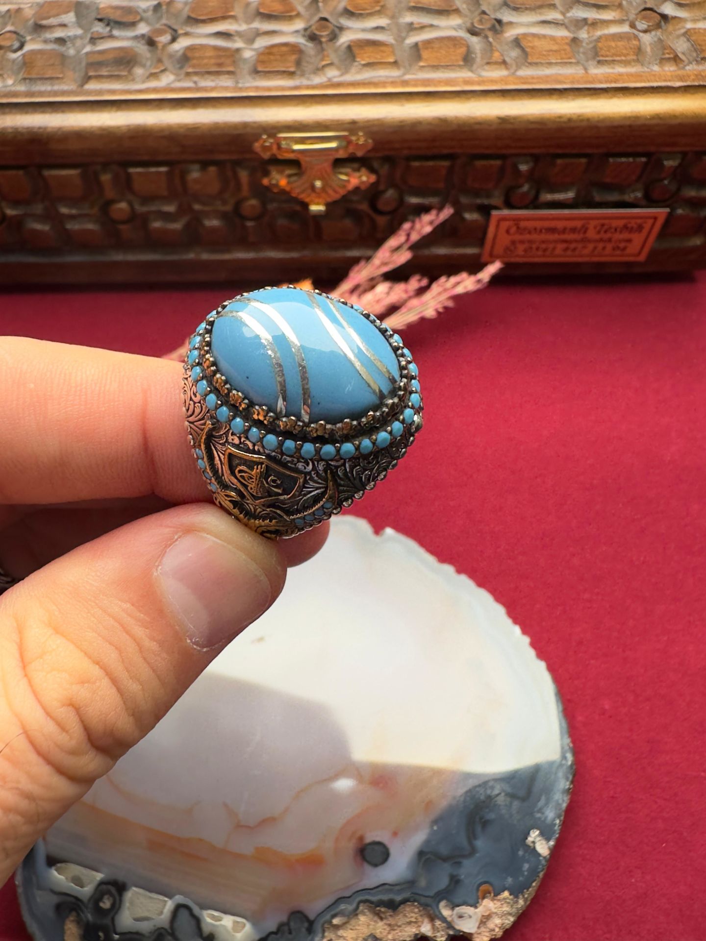 Özel Tasarım Mavi Taşlı Gümüş Yüzük