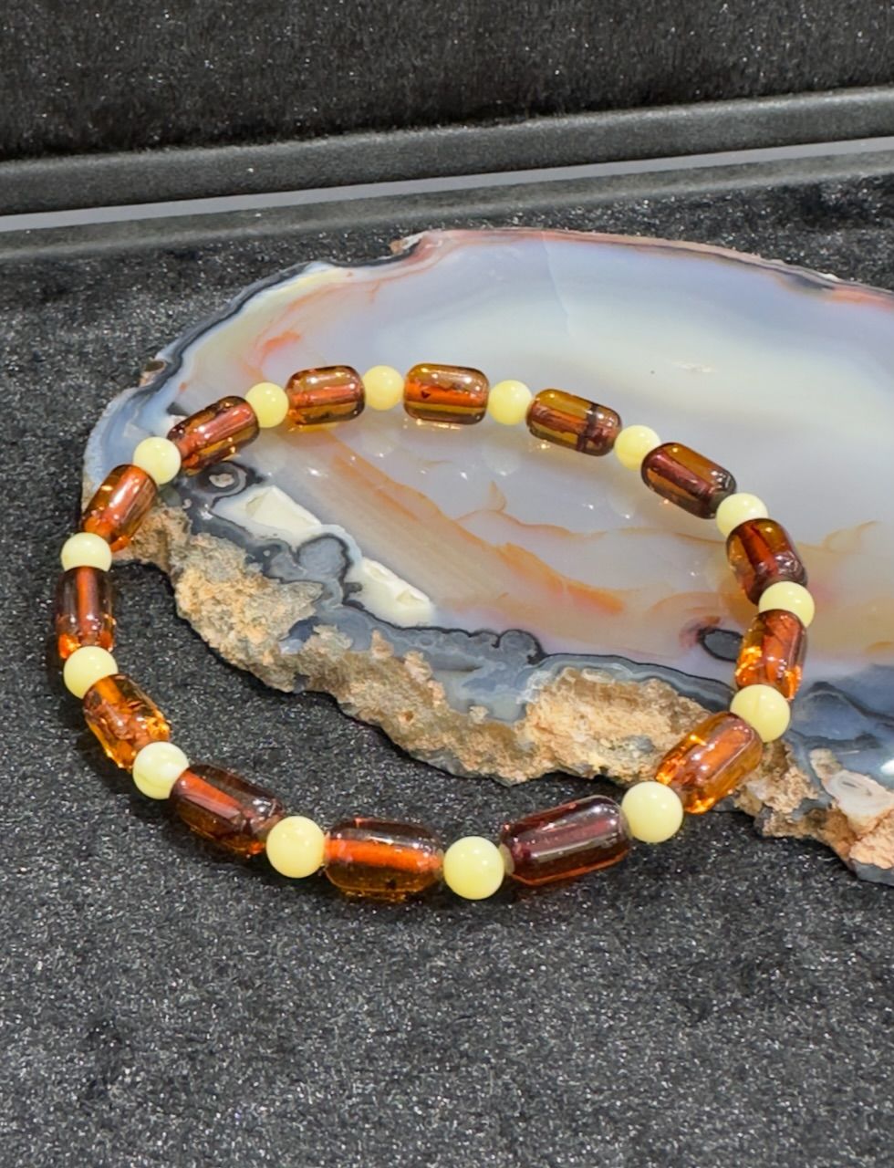 Kapsül Model Damla Kehribar Yetişkin Bileklik