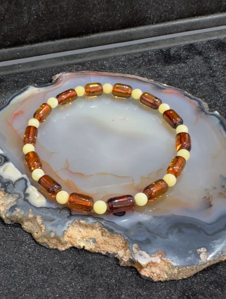 Kapsül Model Damla Kehribar Yetişkin Bileklik