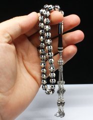 Turkuaz Renk Mineli Gümüş Sarma Kuka Tesbih