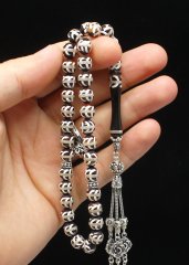 Gümüş Sarma Beyaz Renk Mineli  Kuka Tesbih