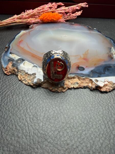 KehribarTaşlı Gümüş Yüzük