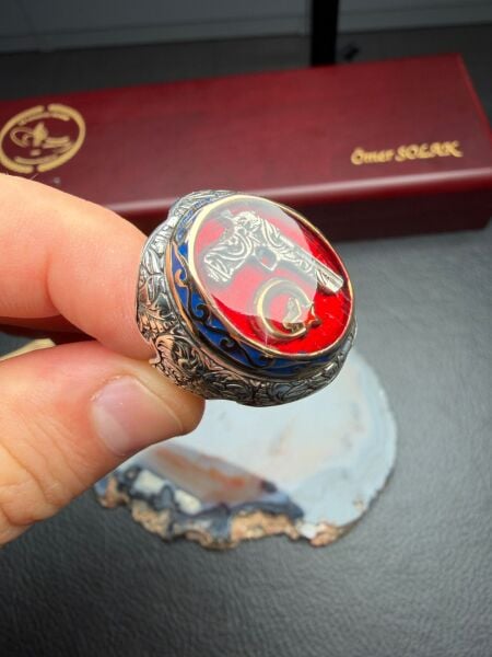 KehribarTaşlı Gümüş Yüzük