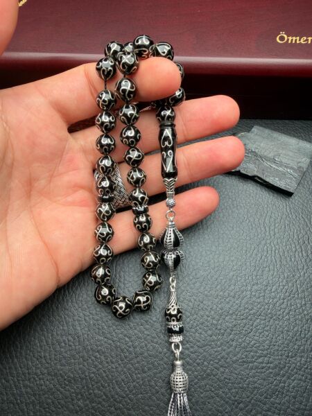 Küre Model Gümüş İşlemeli Erzurum Oltutaşı Tesbih