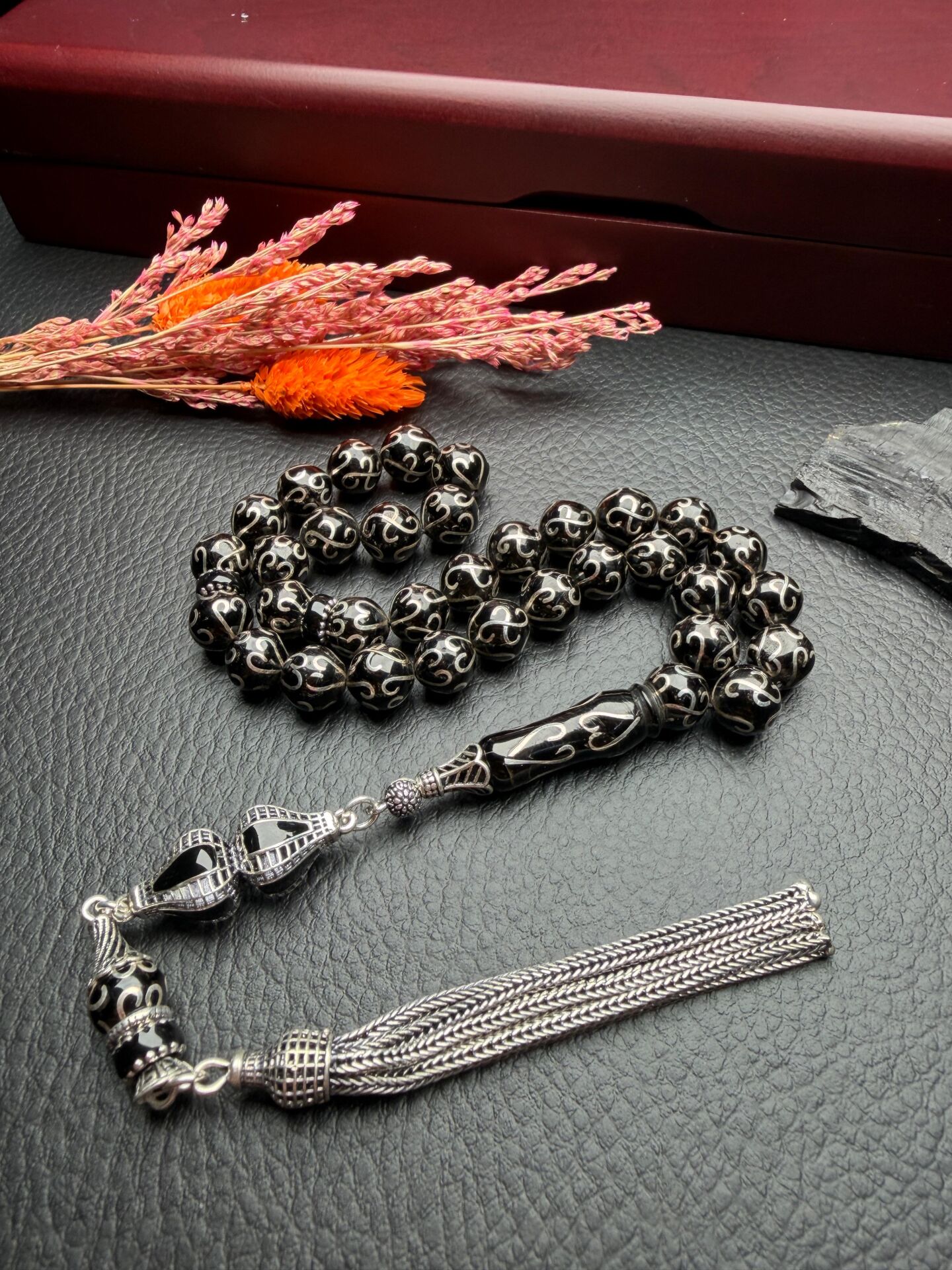 Küre Model Gümüş İşlemeli Erzurum Oltutaşı Tesbih