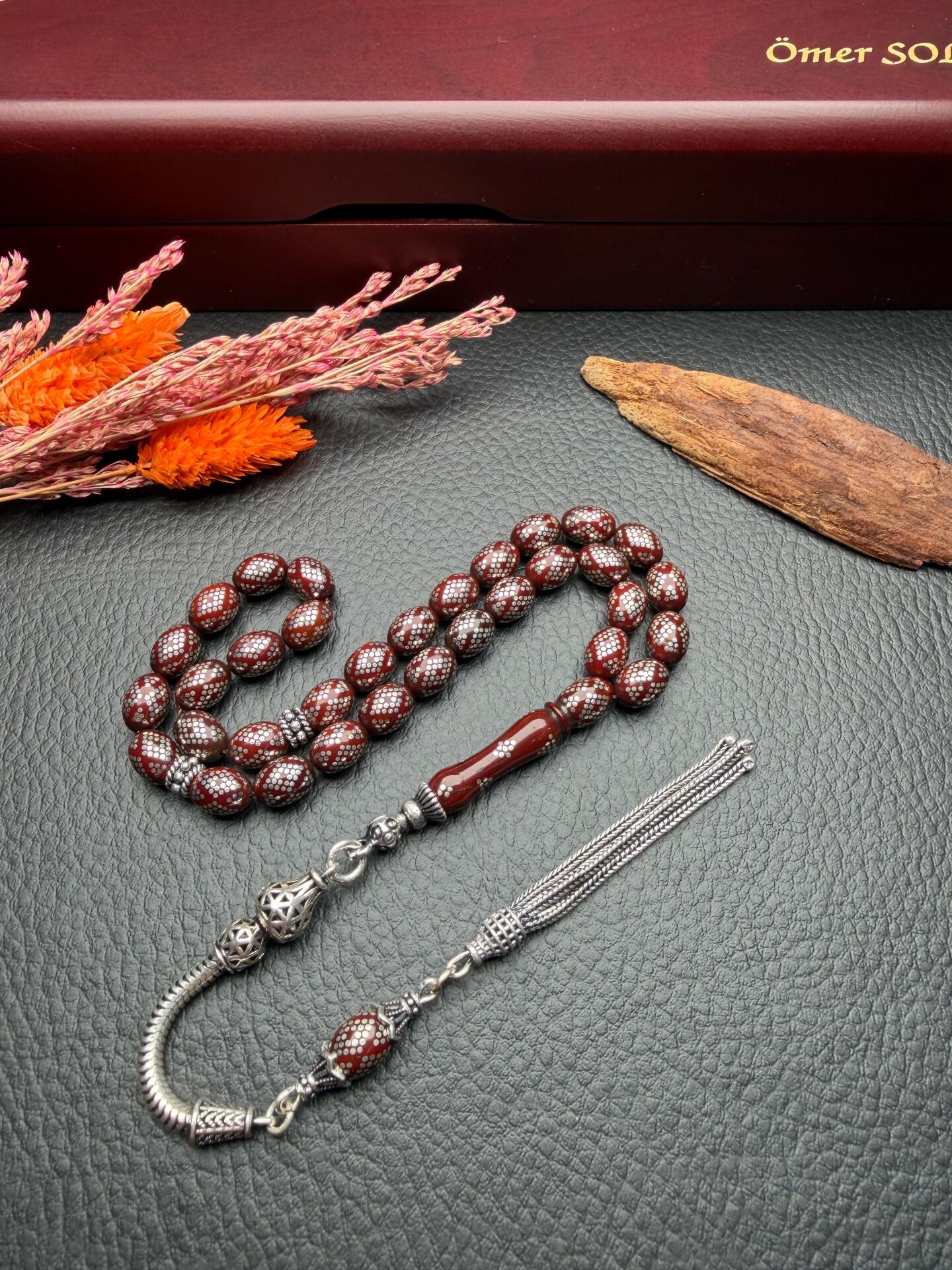 Badem Model Gümüş  İşlemeli Kuka Tesbih