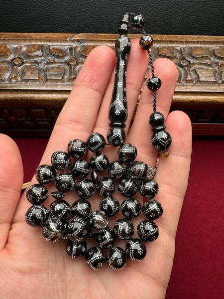 Armudi Model Gümüş İşlemeli Caretta Bağa Tesbih