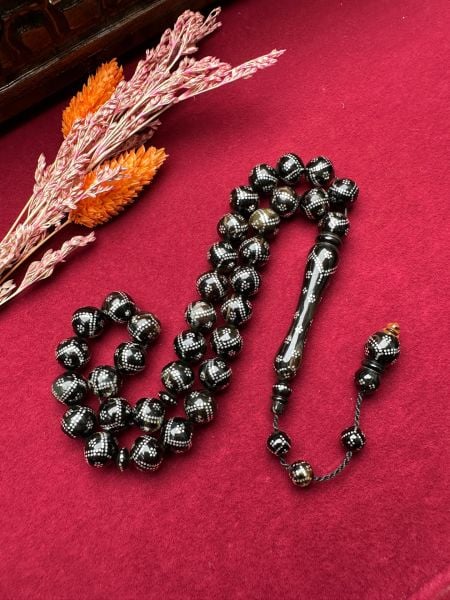 Armudi Model Gümüş İşlemeli Caretta Bağa Tesbih