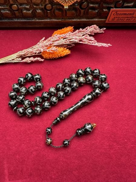 Armudi Model Gümüş İşlemeli Caretta Bağa Tesbih