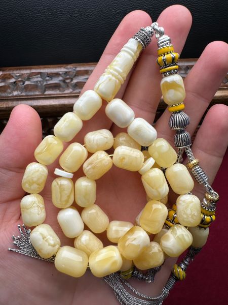 Kapsül Model Damla Kehribar Tesbih