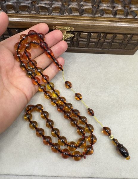 Armudi Model 45'lik Arabic Ateş Kehribar Tesbih