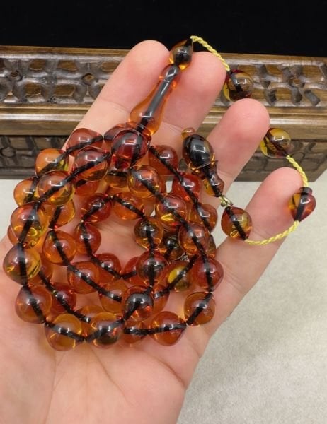 Armudi Model 45'lik Arabic Ateş Kehribar Tesbih