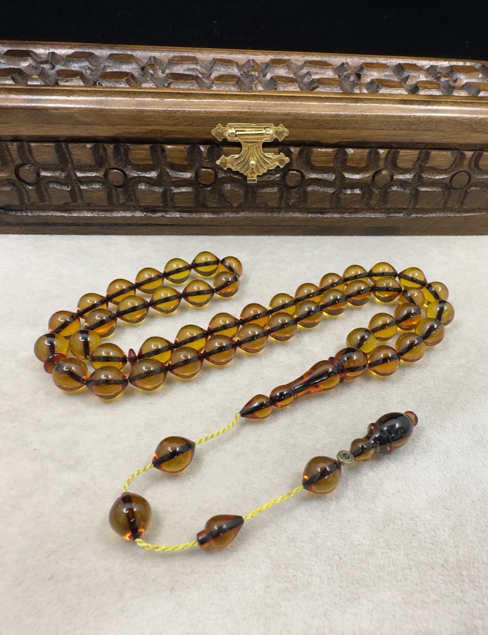 Armudi Model 45'lik Arabic Ateş Kehribar Tesbih