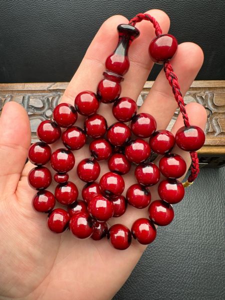 Küre Model Sürmeli Sıkma Kehribar Tesbih