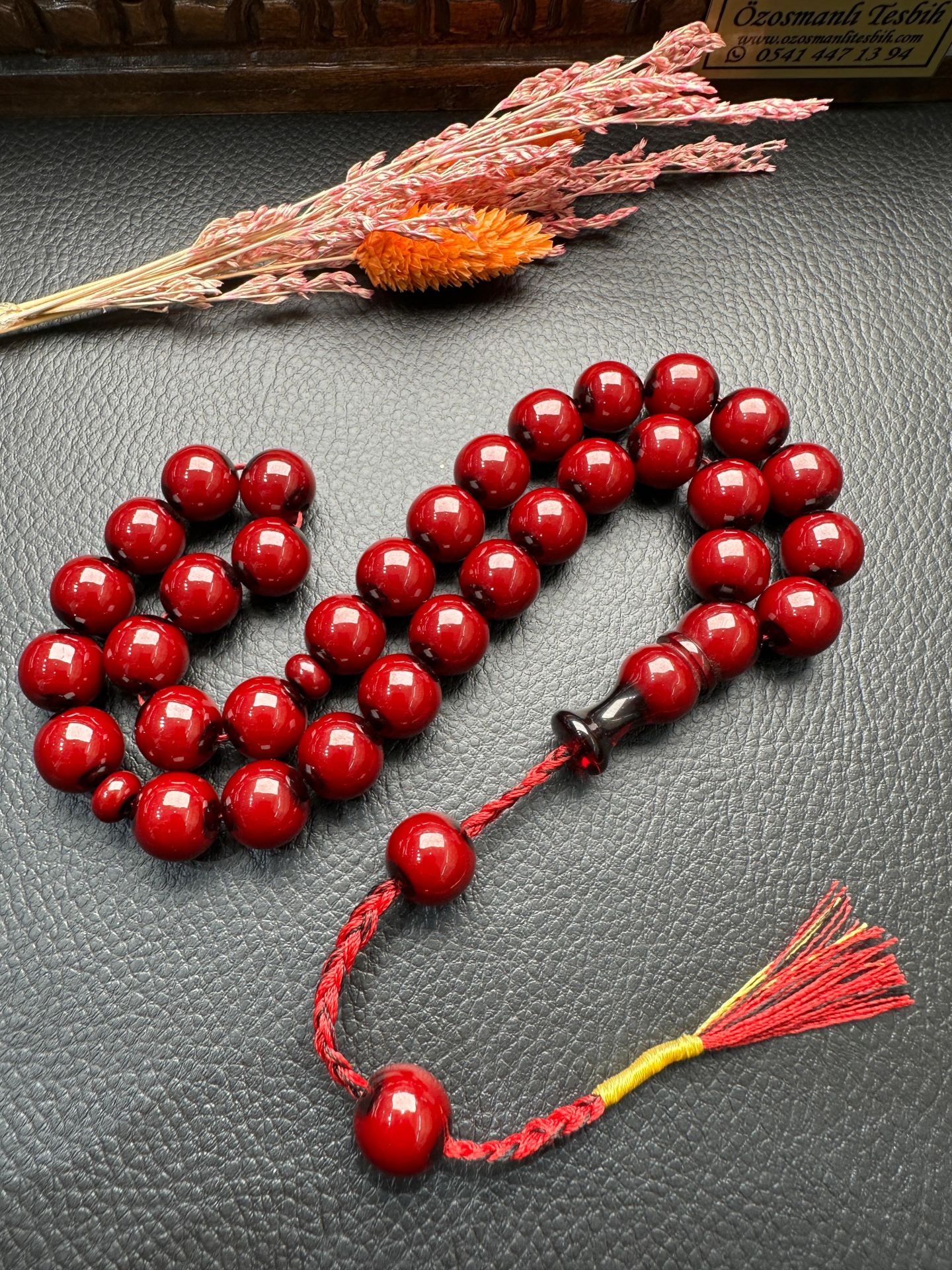 Küre Model Sürmeli Sıkma Kehribar Tesbih