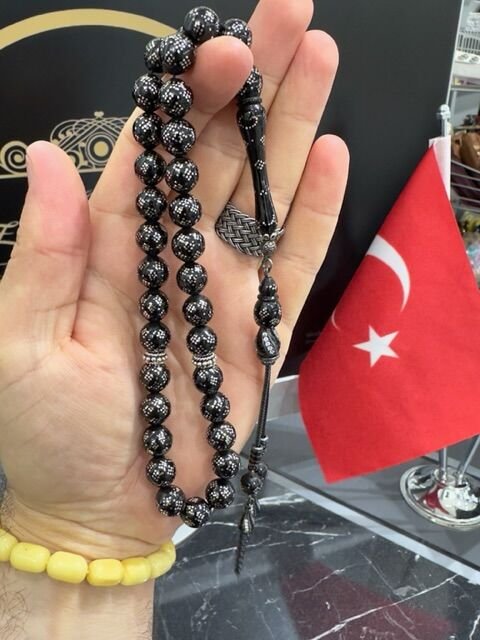 Küre Model Gümüş İşlemeli Kuka Tesbih