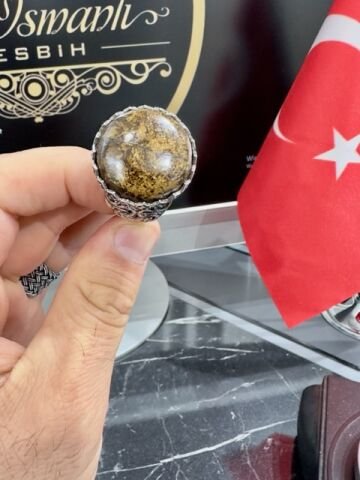 Özel İşçilikli Doğal Bronzit Taşı Gümüş Erkek Yüzük