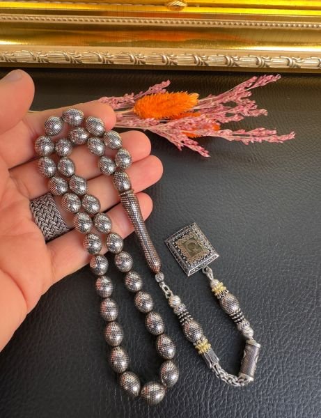 Beyzi Model Gümüş İşlemeli Kuka Tesbih