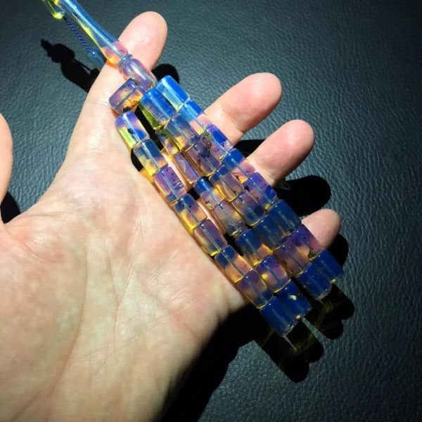 Mavi Renk Yansımalı Dominik Damla Kehribar Tesbih