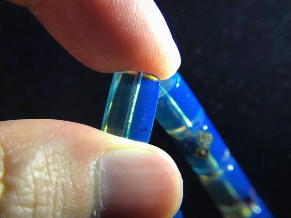 Mavi Renk Yansımalı Dominik Damla Kehribar Tesbih