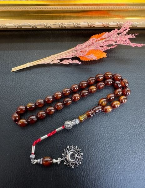 Yakup Kara Badem Model Sürmeli Sıkma Kehribar Tesbih