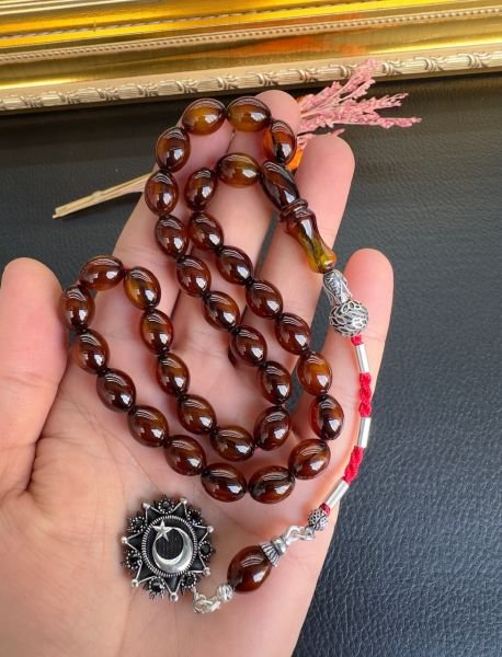 Yakup Kara Badem Model Sürmeli Sıkma Kehribar Tesbih