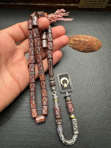 Kesme Model Gümüş İşlemeli Kuka Tesbih