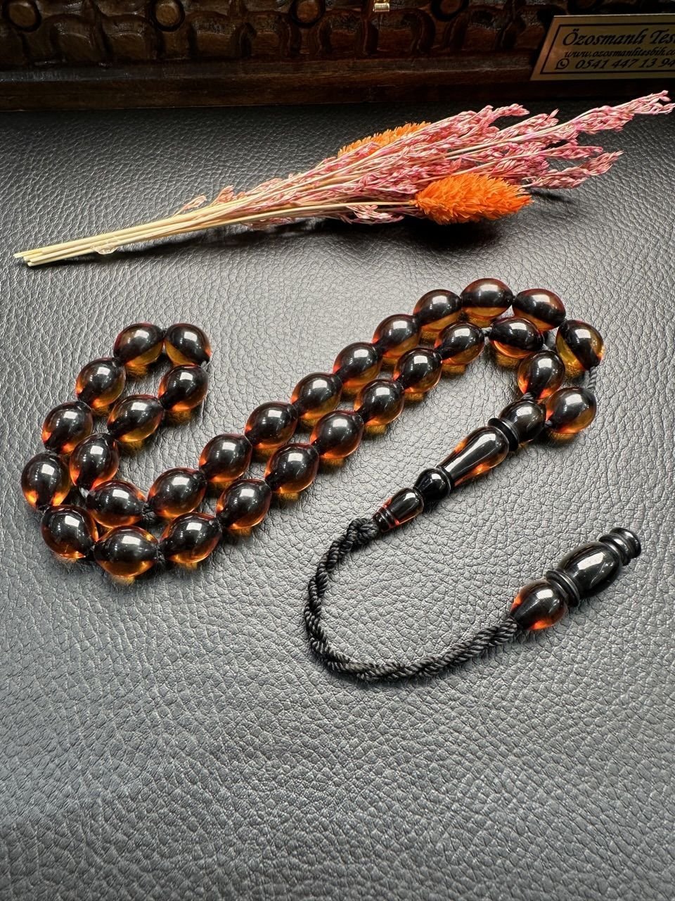 Badem Model Ateş Kehribar Tesbih