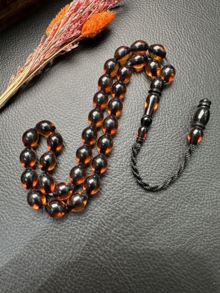 Badem Model Ateş Kehribar Tesbih