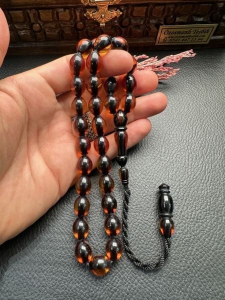 Badem Model Ateş Kehribar Tesbih