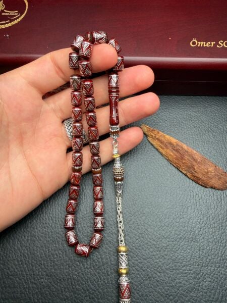 Kapsül Model Gümüş  İşlemeli Kuka Tesbih