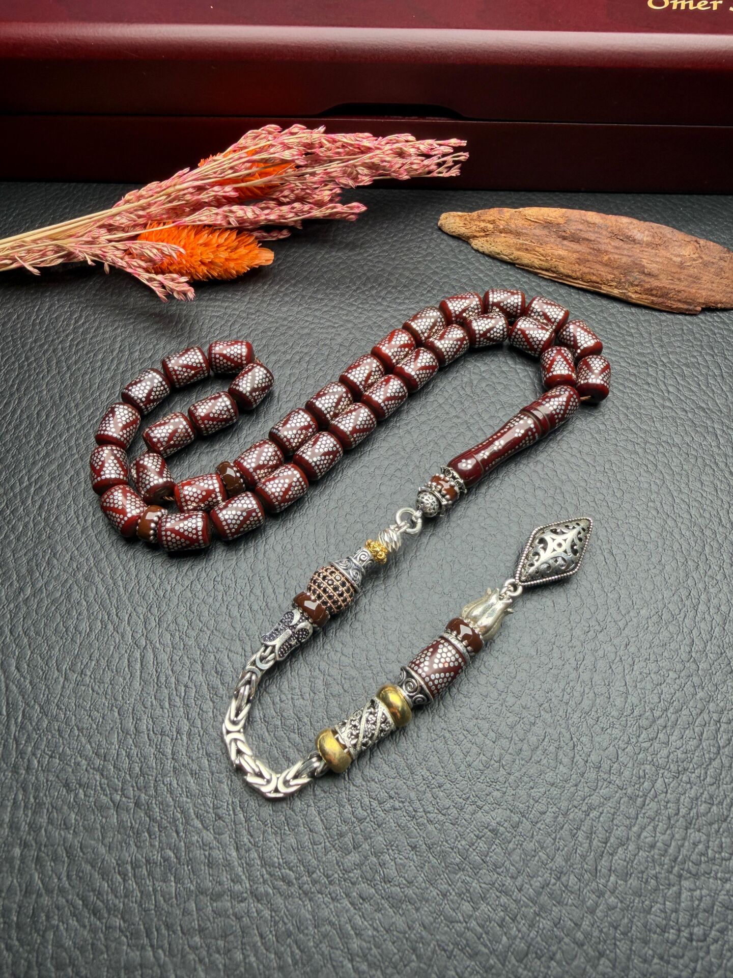 Kapsül Model Gümüş  İşlemeli Kuka Tesbih