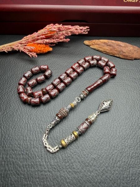 Kapsül Model Gümüş  İşlemeli Kuka Tesbih