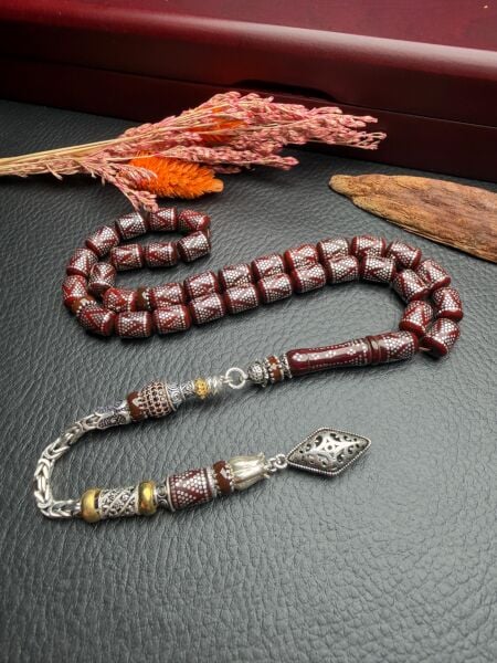 Kapsül Model Gümüş  İşlemeli Kuka Tesbih