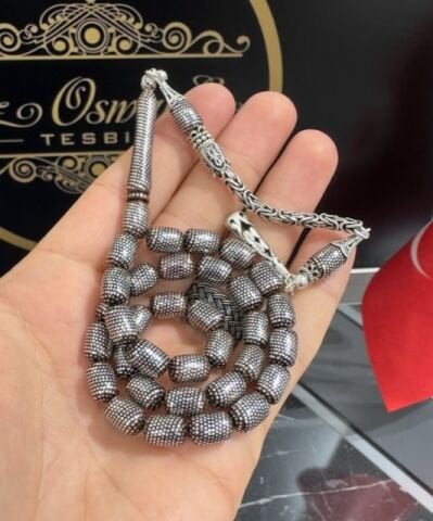 Kapsül Model Gümüş İşlemeli Kuka Tesbih
